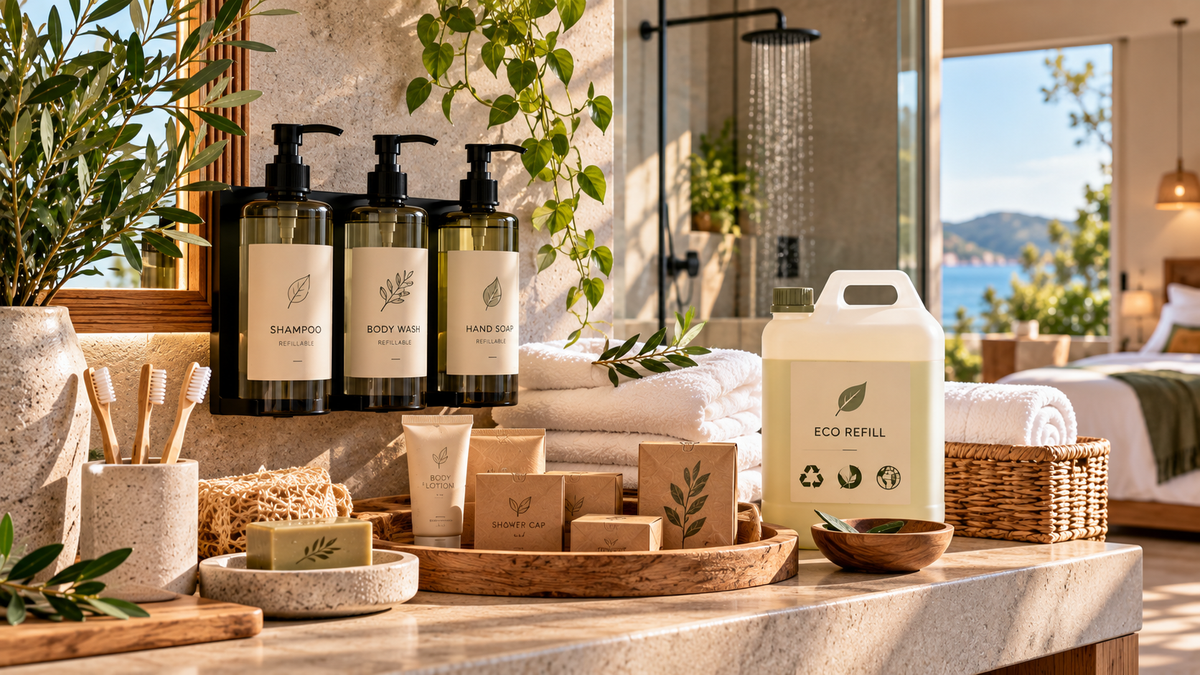 Come ridurre gli sprechi in Hotel, B&B e case vacanza? La soluzione: dispenser, ricariche e prodotti Plastic Free