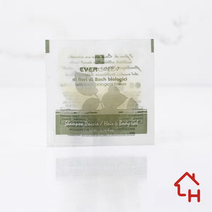 Shower Shampoo "Evergreen" – 10 ml – 8x8 cm Sachet – Pack of 500 pieces